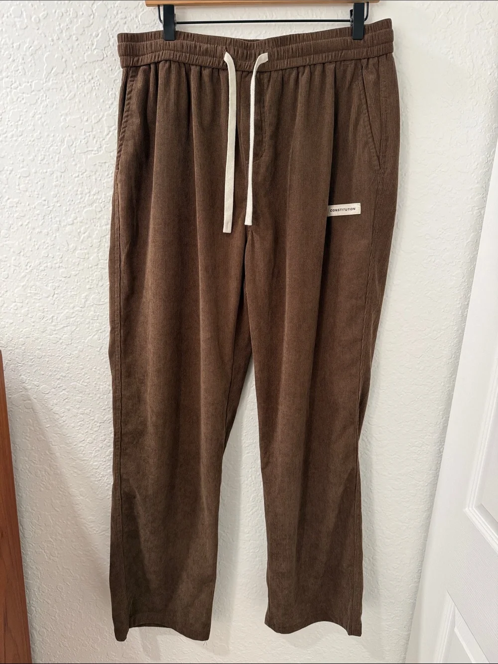 MANFINITY Brown Corduroy Drawstring Men’s Pants Size XL